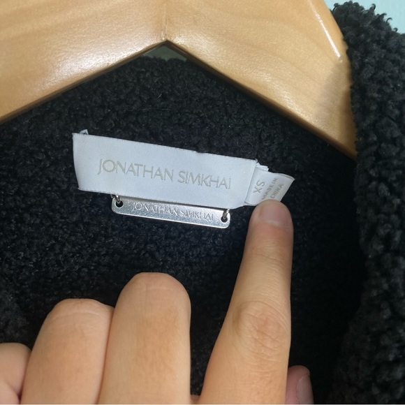 Jonathan Simkhai Windsor Vegan Sherpa Biker Coat Black Braided Long Length‎ XS - Picture 3 of 12